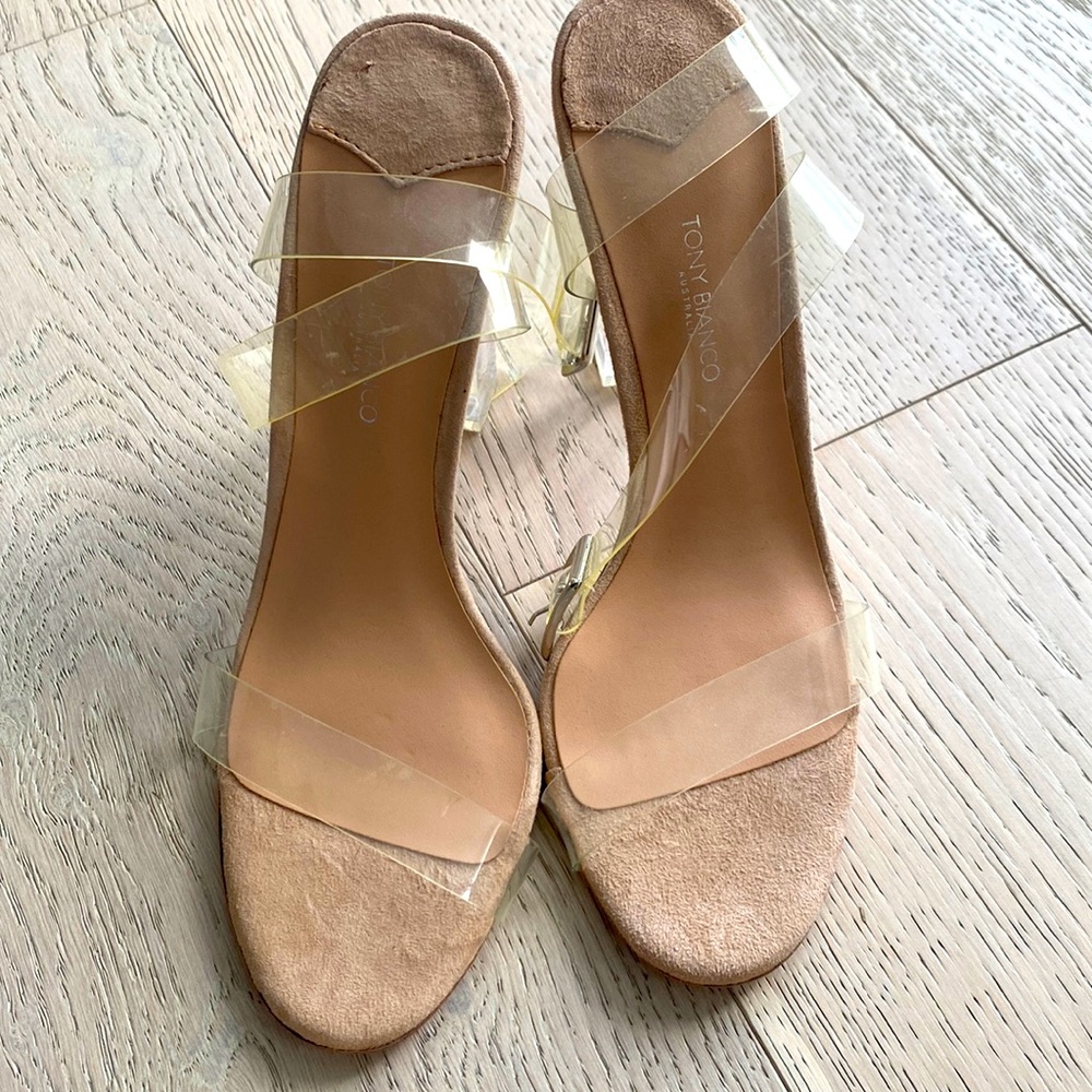 Tony Bianco Kiki heels women’s size 7 clear vinyl and blush